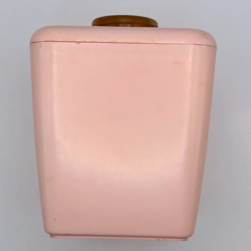 Vtg‎ Pink Lustro Ware Coffee Canister MCM Plastic Gold Floral Retro Cottagecore